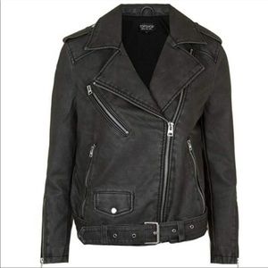 Topshop Mahoney Faux Leather Biker Jacket